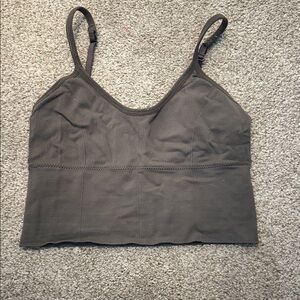 GOLD HINGE Charcoal Ribbed Bralette Crop Top